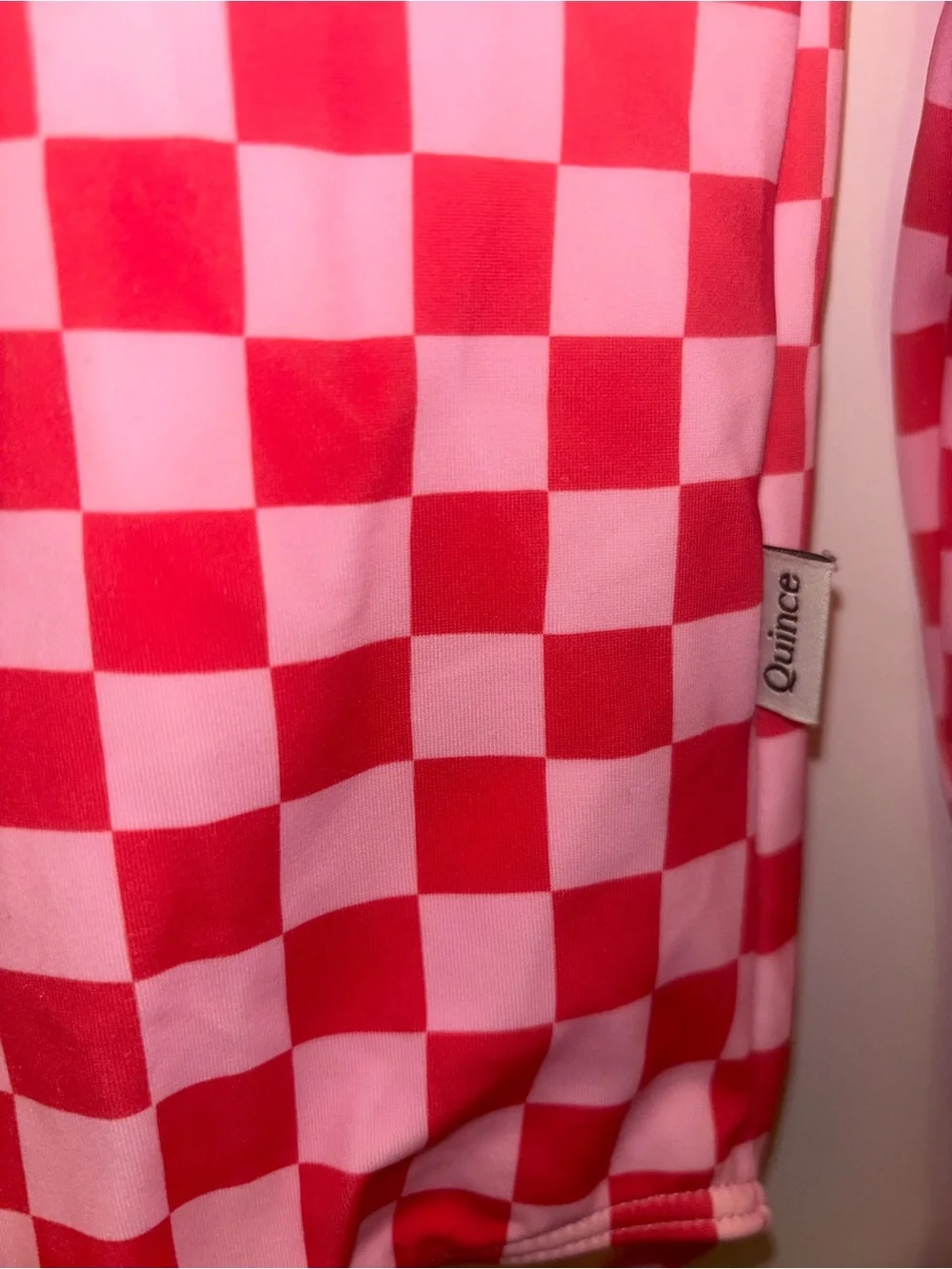 Quince long sleeve checkered zip up swimsuit girls size 12